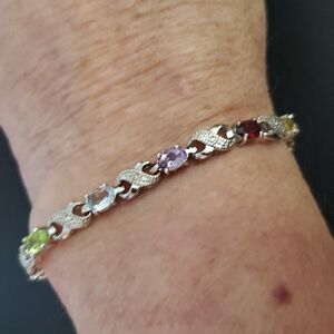 Tennis Bracelet Multi Gemstone & Diamond Cross Over